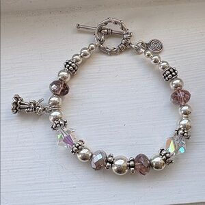 Sterling silver & Swarovski NEW crystal little girls angel bracelet, pinkish